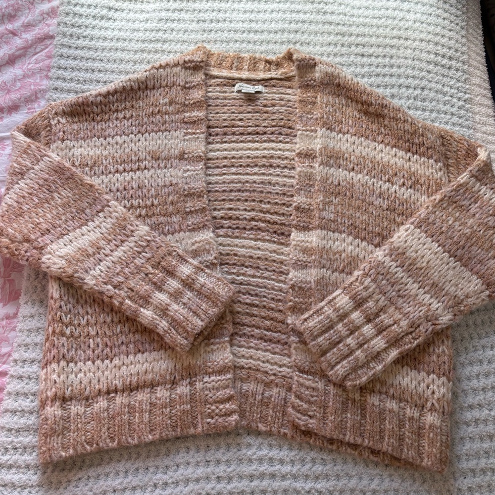 American Eagle Outfitters Tan and Cream Cardigan Sweater